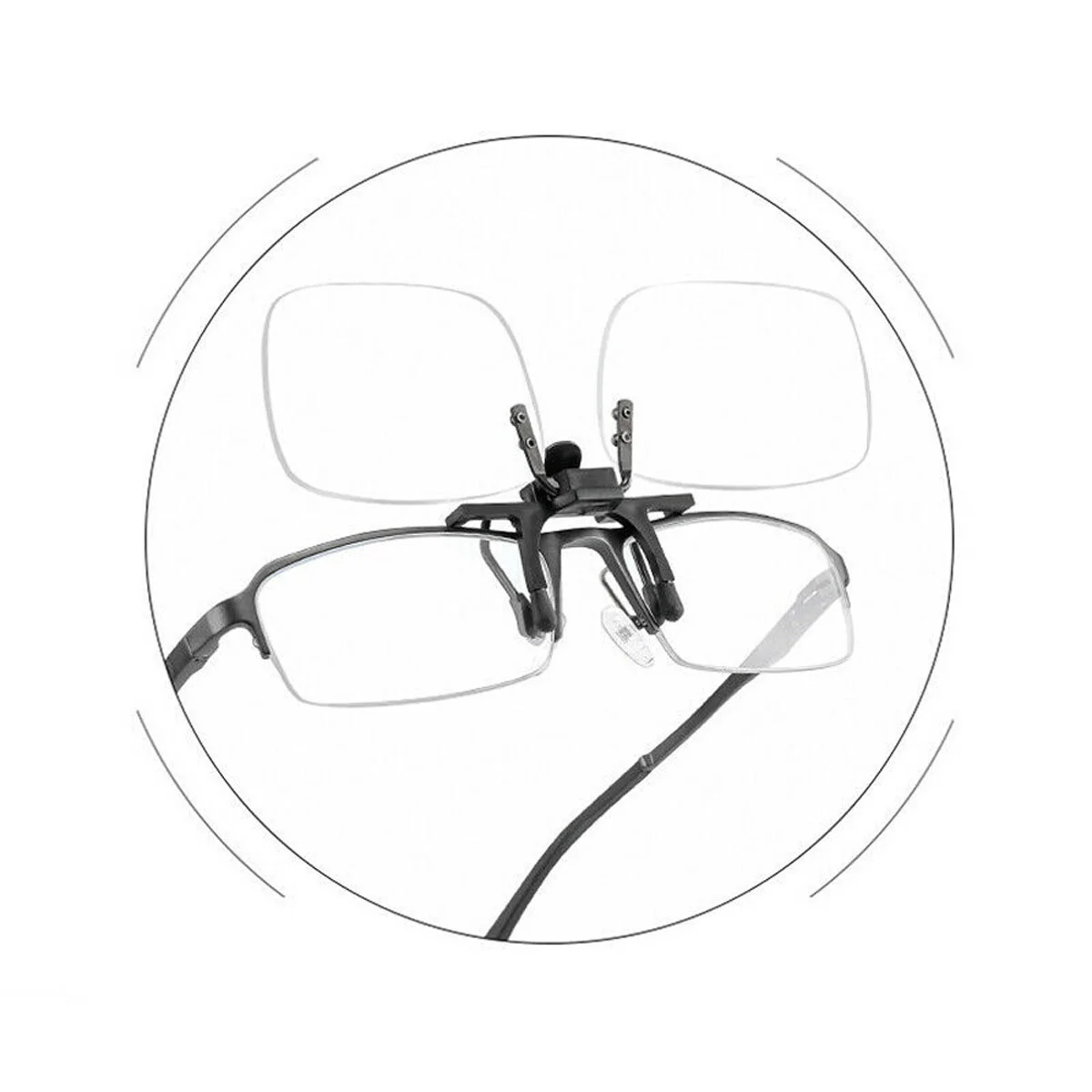 Clip-on Flip Up Rimless Magnifying, Clip onto Over Eyeglasses with case. +2.50 2