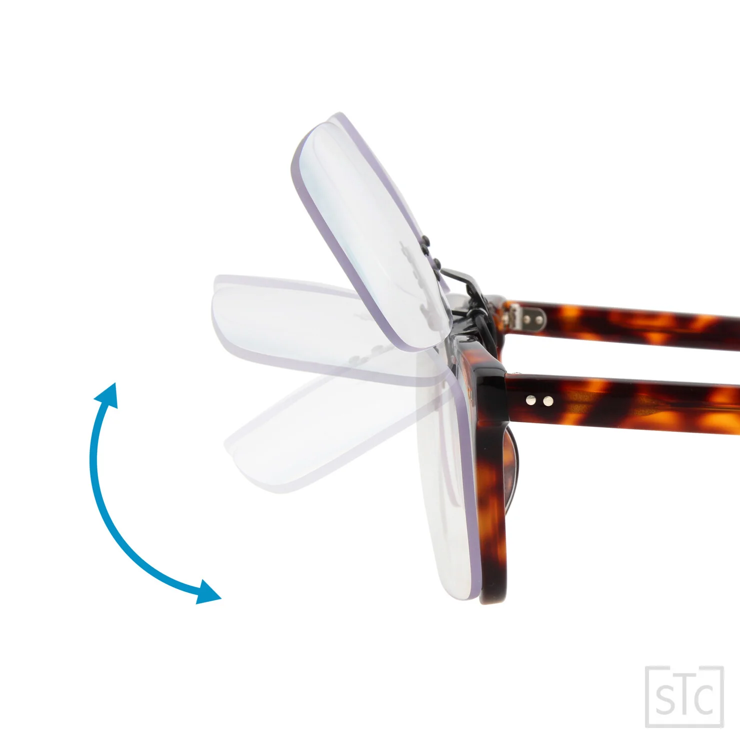 Clip-on Flip Up Rimless Magnifying, Clip onto Over Eyeglasses with case. +2.50 3