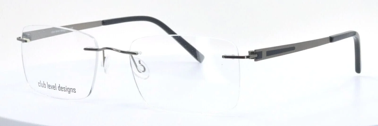CLUB LEVEL DESIGNS CLD987 C2 Platinum Black Rectangle Eyeglasses 53-18-140
