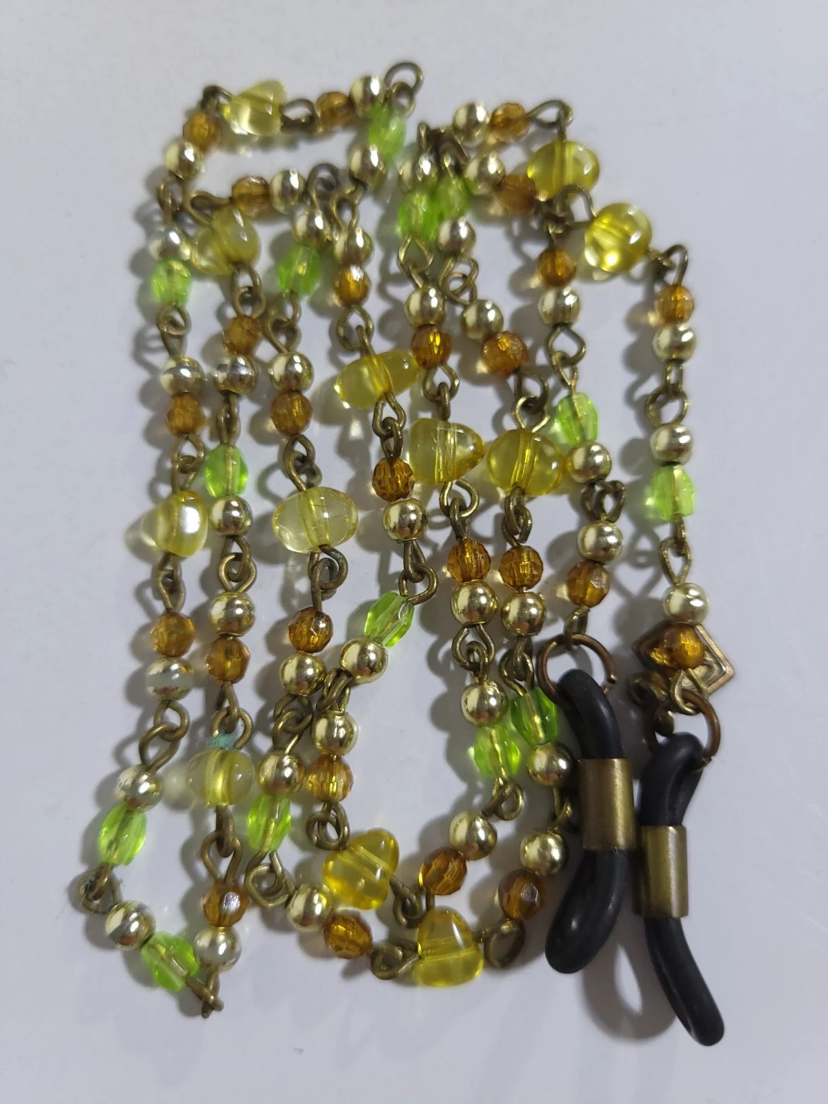 CMc Corinne McCormack Eyeglass Chain Holder Metallic & Glass Gem Non-Slip 28 4