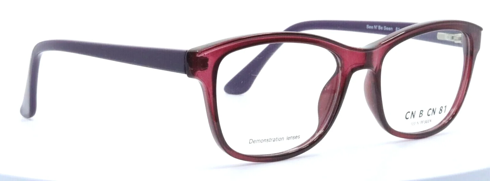 CN B CN 81 See N Be Seen by C.O.I. Mauve Rectangular Eyeglasses Frames 53-17-145 3