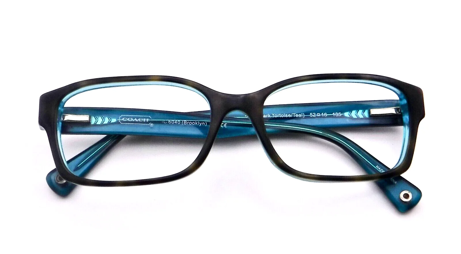 Coach Brooklyn HC 6040-5116 Eyeglasses Dark Tortoise Teal Frames 52-16-135 4