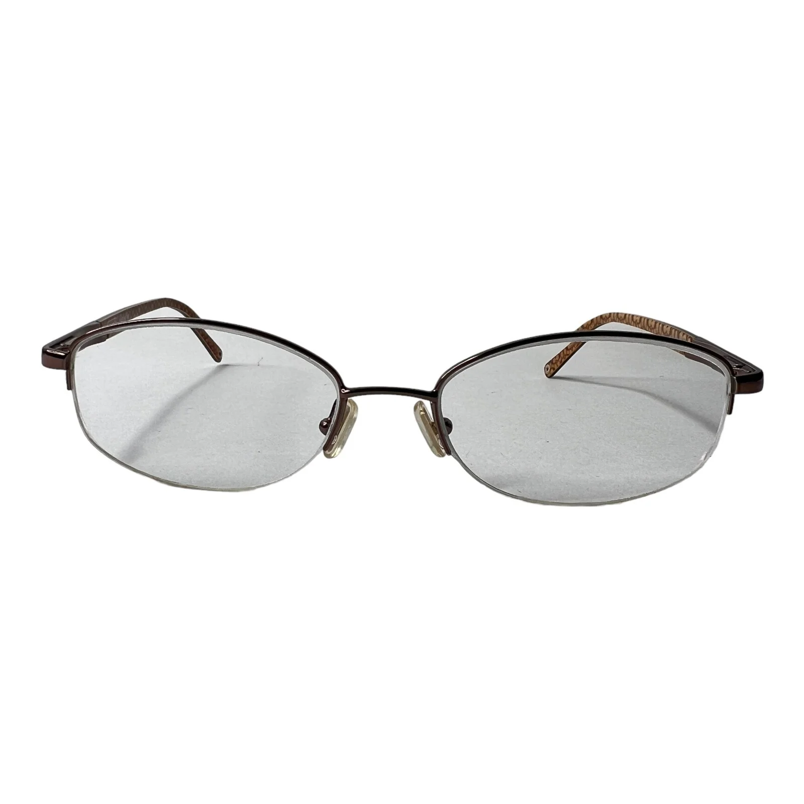 Coach Faye 118 Tan Eyeglass Frames Modified Oval Half Rim Eyeglasses H4910