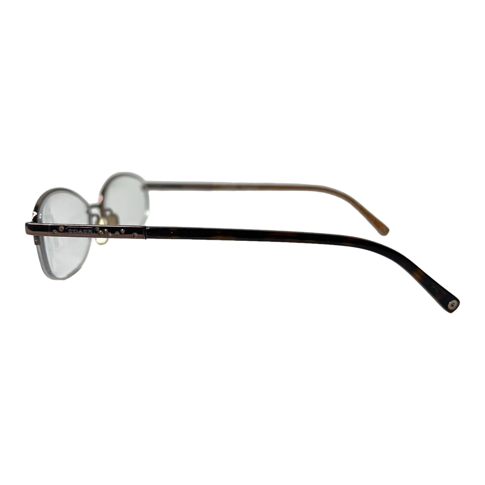 Coach Faye 118 Tan Eyeglass Frames Modified Oval Half Rim Eyeglasses H4910 2
