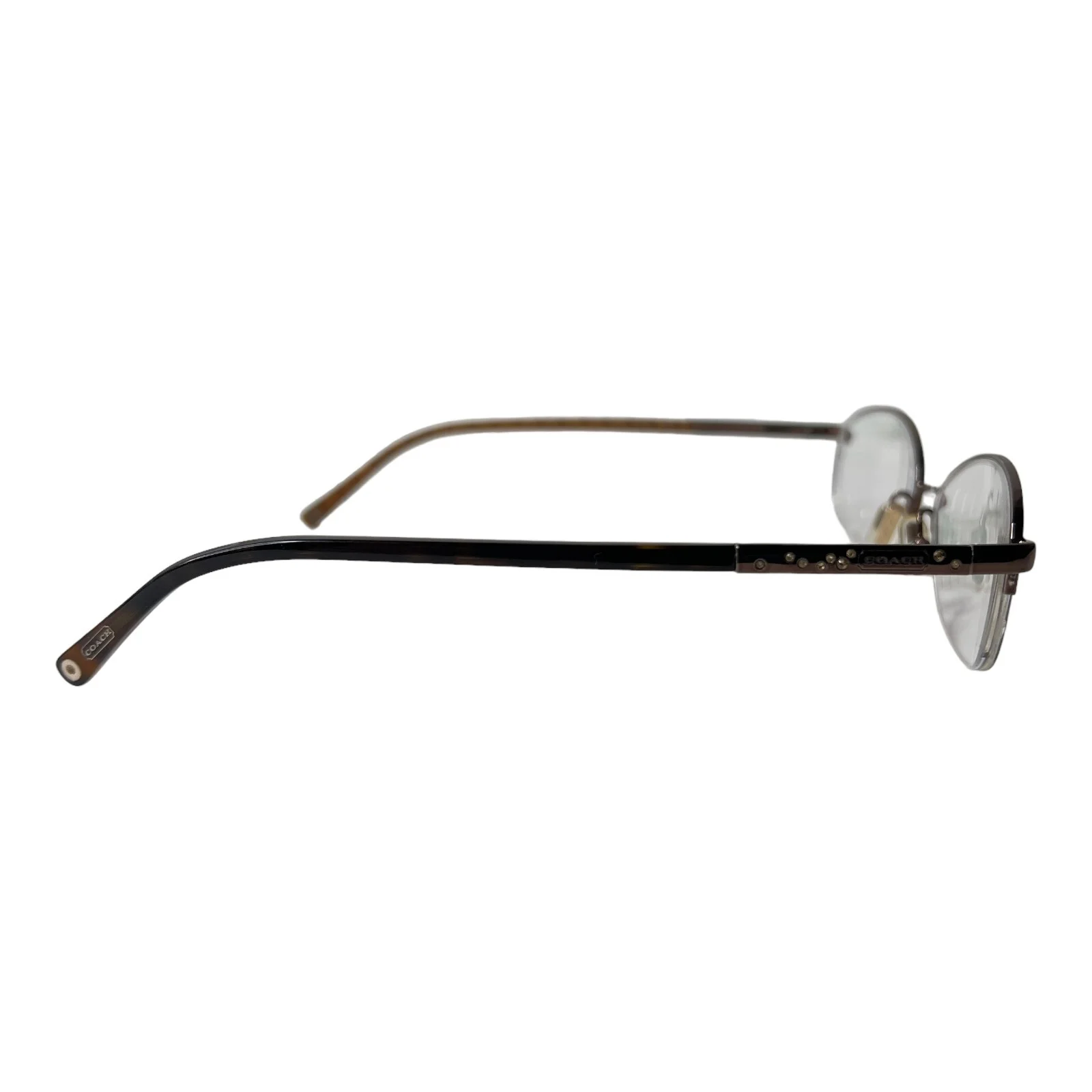 Coach Faye 118 Tan Eyeglass Frames Modified Oval Half Rim Eyeglasses H4910 4