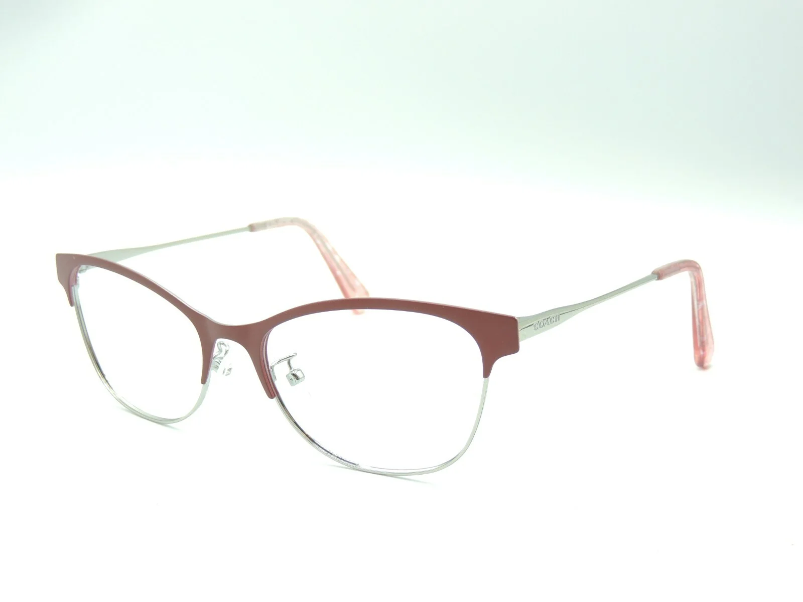 Coach HC 5111 9348 Shiny Silver Burgundy Cat Eye Eyeglass Frames 53 17 140