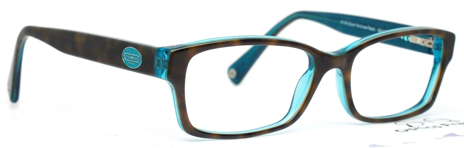COACH HC6040 Brooklyn 5116 Tortoise/Teal Womens Rectangle Eyeglasses 52-16-135 3