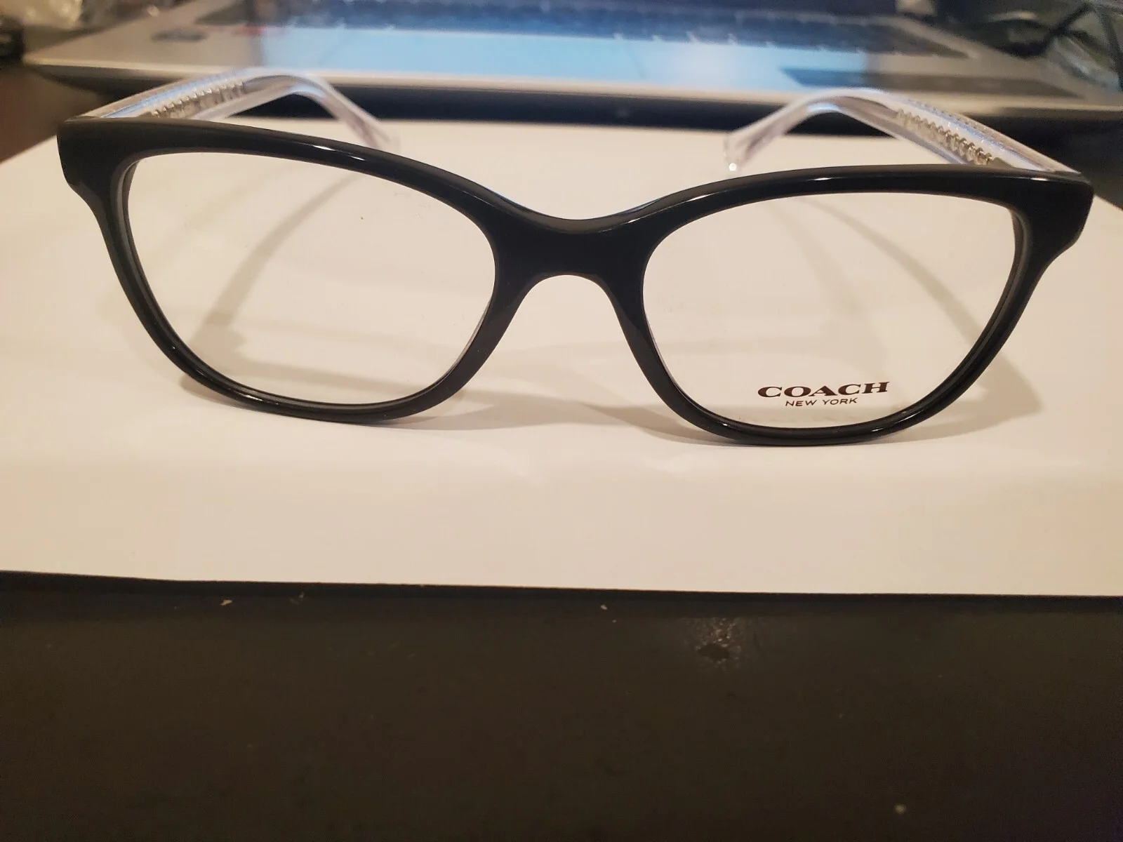 COACH HC6072 5327 Polished Black Glitter Crystal 50-17-135 Eyeglass Frames C90