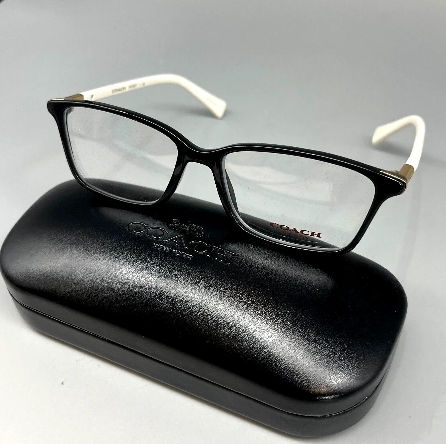 COACH HC6077 5340 Eyeglasses + Case Black/Ivory 53-15-135 100% ORIGINAL 2