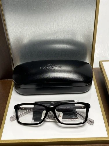 COACH HC6145 5002 Black Rectangle Eyeglasses 53-15-140mm W/ Case
