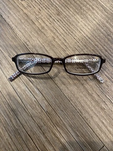 COACH Hilary 517 Brown Logo Eyeglasses Frames W/ Hard Case & Cleaning Cloth