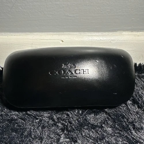 Coach New York Black Hard Clamshell Eye Glass Case Eyeglass Holder w/ Cloth