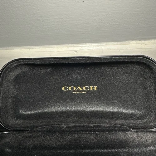 Coach New York Black Hard Clamshell Eye Glass Case Eyeglass Holder w/ Cloth 4