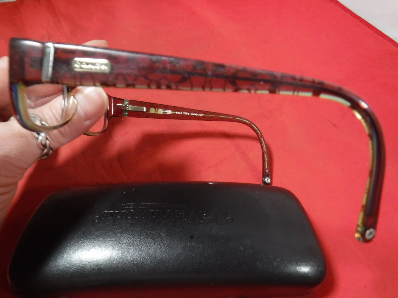 Coach NUALA 2019 BURGUNDY Eyeglasses Frames Green Red Rectangular 50-16-135 3