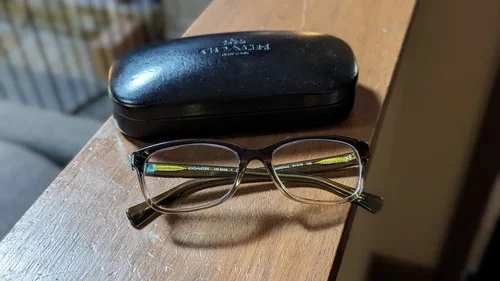 Coach Womens Rectangle Glasses Frames 5400 Olive Brown Green Gradient Plastic