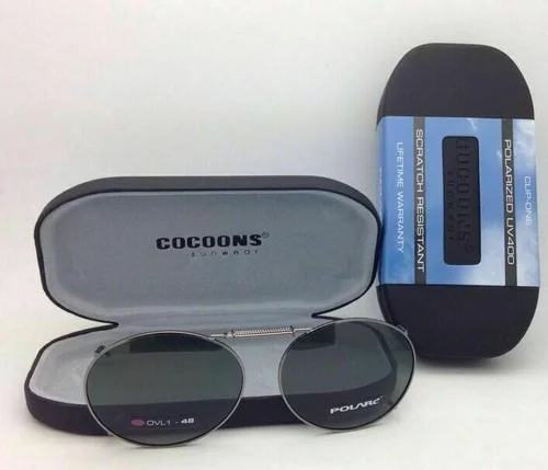 COCOONS Grey Polarized Sunglasses/Eyeglasses Over Rx Clip-on OVL 1-48 Gunmetal