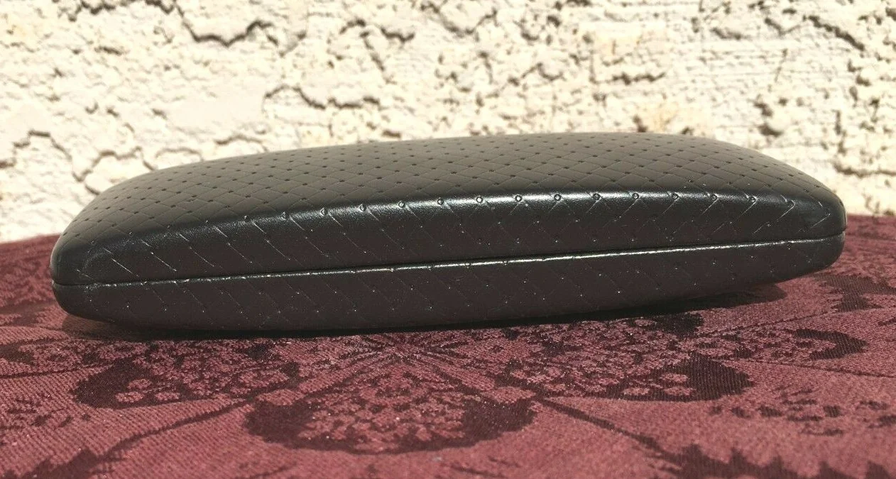 Cole Haan Dark Brown Weave Pattern Faux Leather Hard Shell Eyeglass Case NEW 3