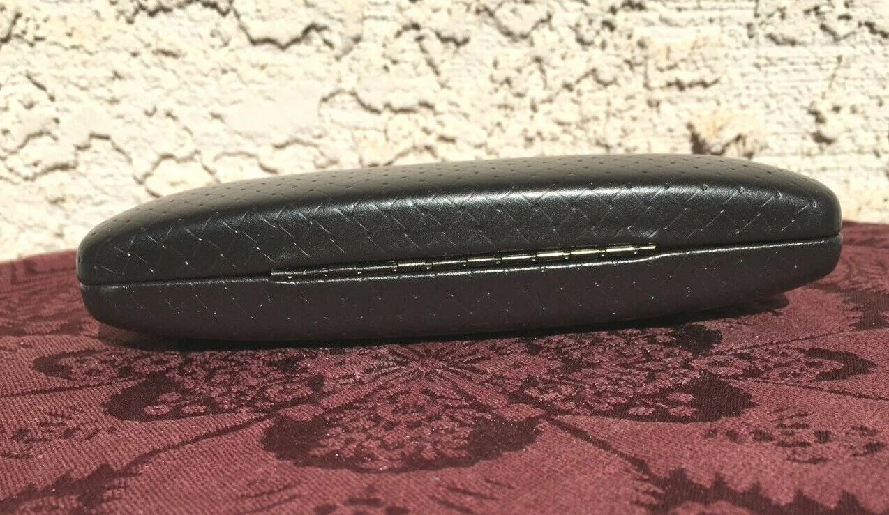 Cole Haan Dark Brown Weave Pattern Faux Leather Hard Shell Eyeglass Case NEW 4