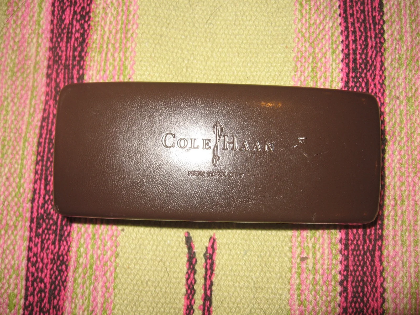 COLE HAAN Eyeglass Eye Wear Glasses Sunglasses Case Holder Brown Large