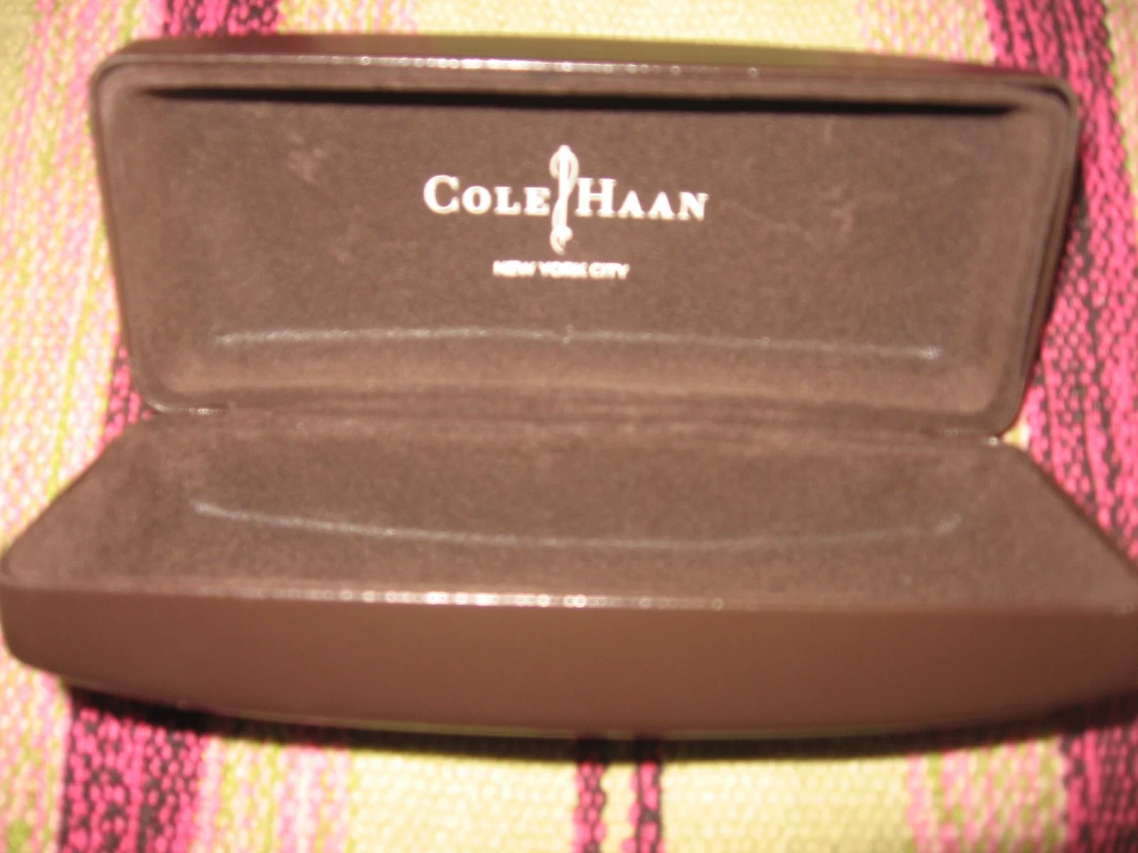 COLE HAAN Eyeglass Eye Wear Glasses Sunglasses Case Holder Brown Large 2