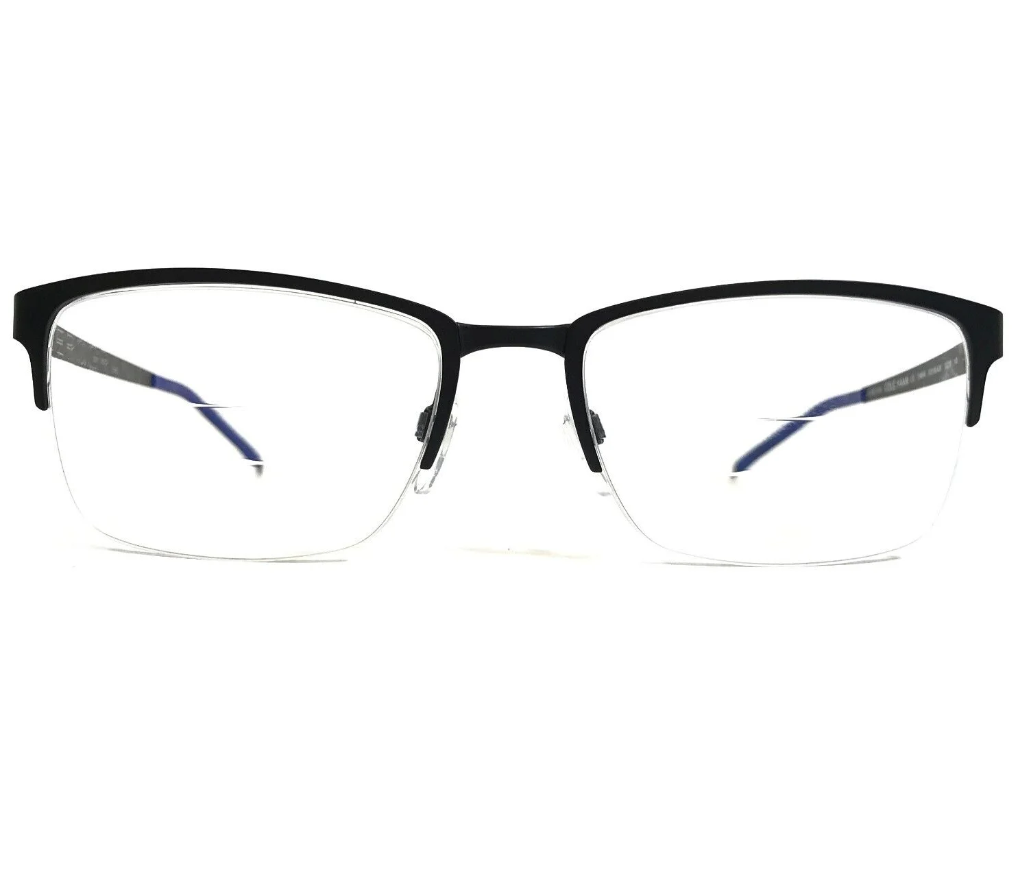 Cole Haan Eyeglasses Frames CH4014 001 BLACK Blue Square Half Rim 53-18-140 2