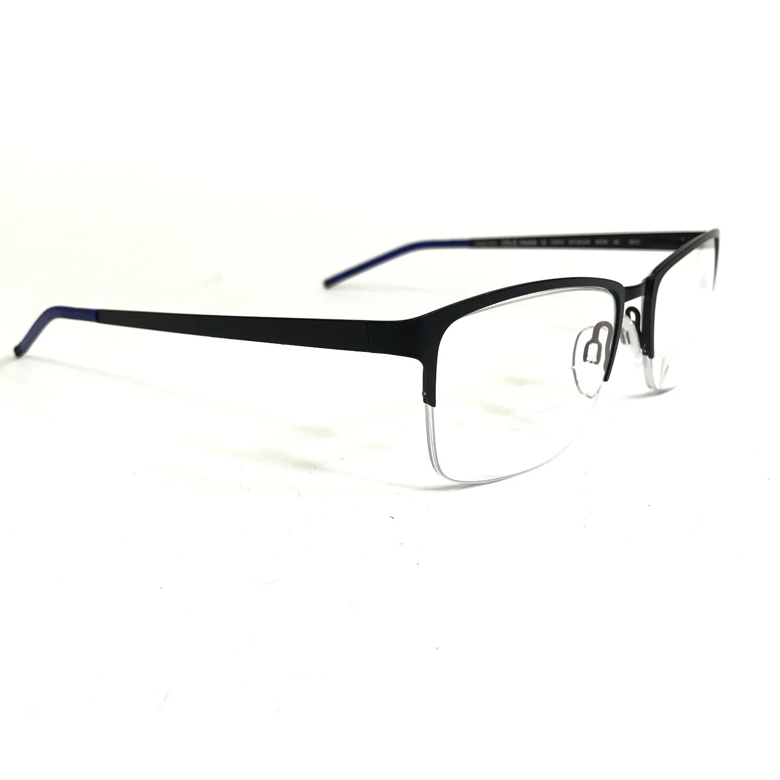 Cole Haan Eyeglasses Frames CH4014 001 BLACK Blue Square Half Rim 53-18-140 3