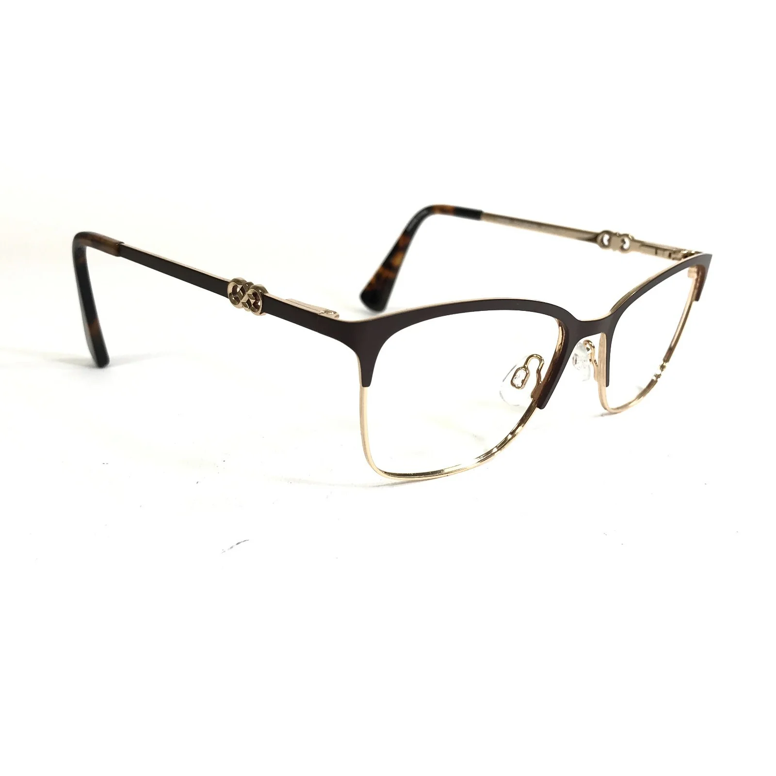 Cole Haan Eyeglasses Frames CH5009 210 BROWN Gold Cat Eye Full Rim 51-16-135 2