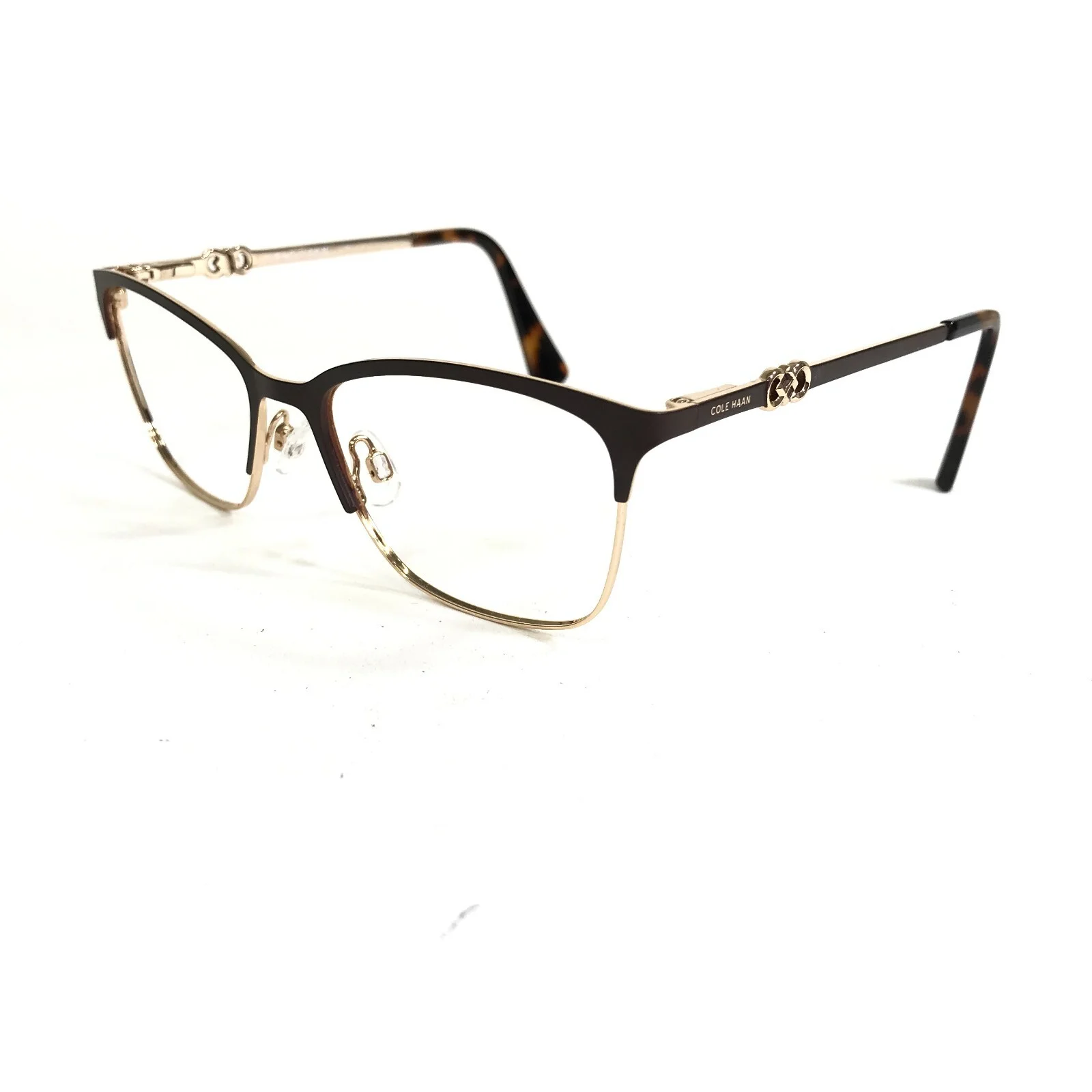 Cole Haan Eyeglasses Frames CH5009 210 BROWN Gold Cat Eye Full Rim 51-16-135 4