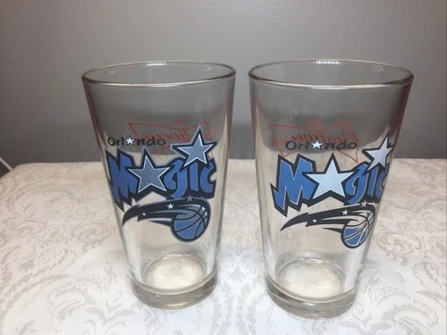 Collectible Budweiser Sponsored NBA Orlando Magic Pint Glass Lot Of 2