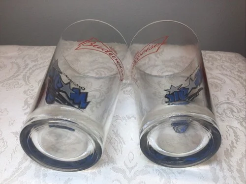 Collectible Budweiser Sponsored NBA Orlando Magic Pint Glass Lot Of 2 4