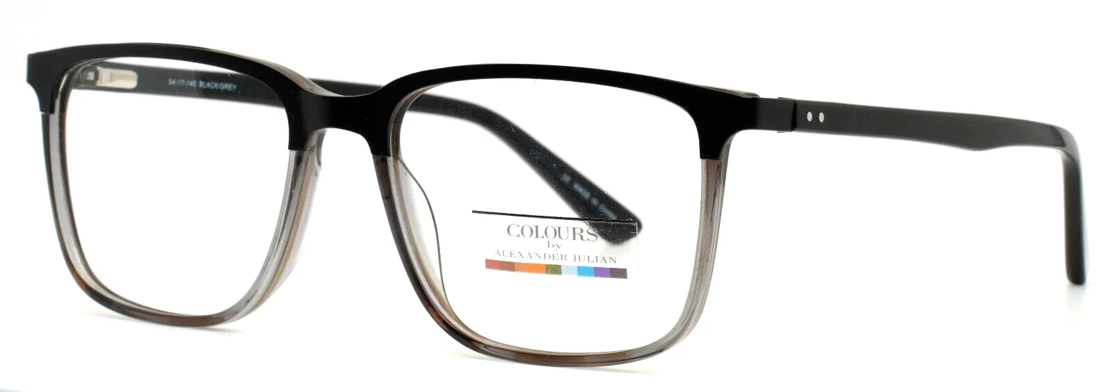 COLOURS by Alexander Julian Adler Black Grey Mens Rectangle Eyeglasses 54-17-145