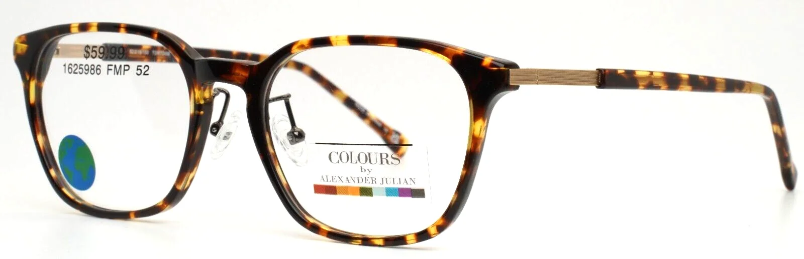 COLOURS by Alexander Julian Bizet Tortoise Womens Square Eyeglasses 52-19-150
