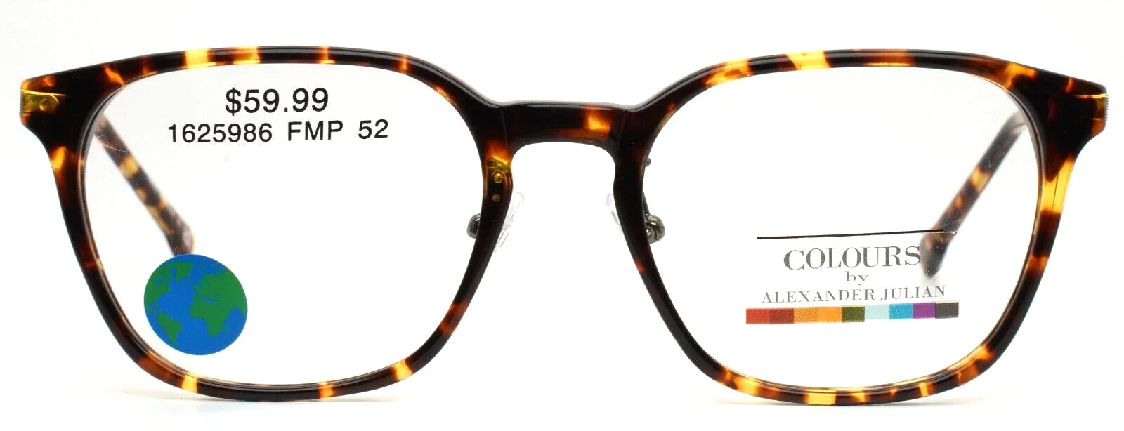 COLOURS by Alexander Julian Bizet Tortoise Womens Square Eyeglasses 52-19-150 2