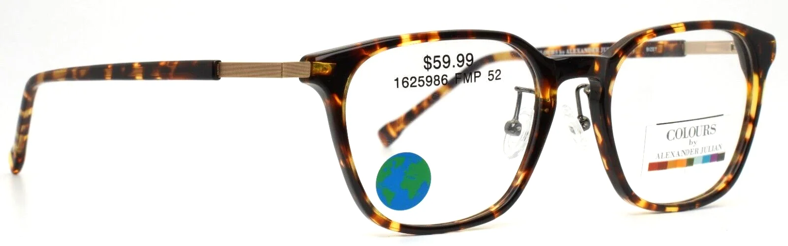 COLOURS by Alexander Julian Bizet Tortoise Womens Square Eyeglasses 52-19-150 3