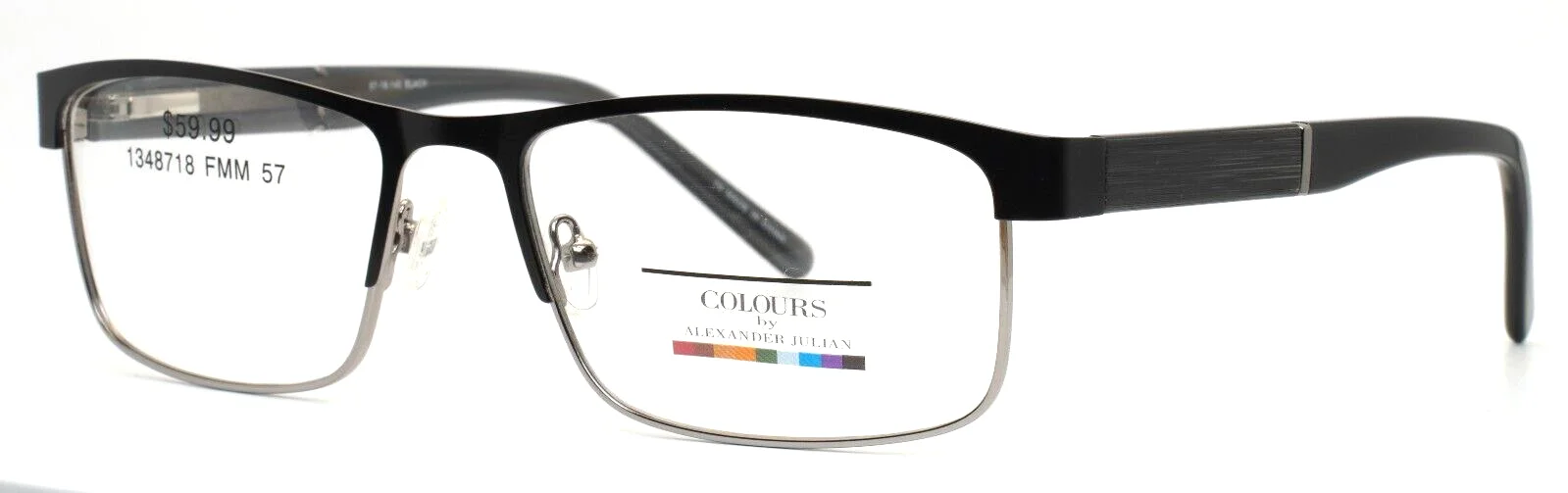 COLOURS by Alexander Julian Britten Black Mens Rectangle Eyeglasses 57-18-140 1