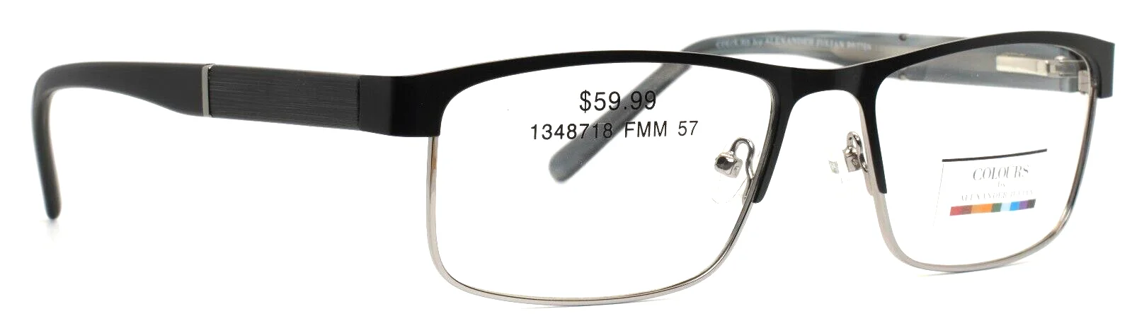 COLOURS by Alexander Julian Britten Black Mens Rectangle Eyeglasses 57-18-140 3