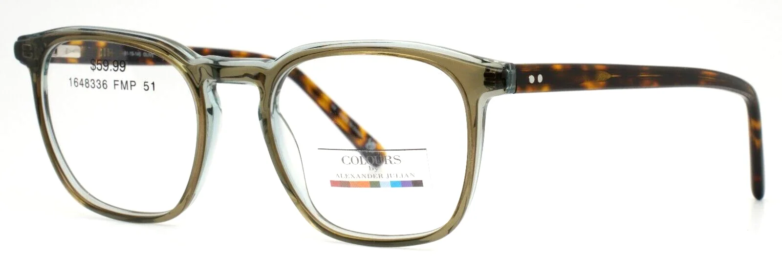 COLOURS by Alexander Julian Marianelli Olive Womens Square Eyeglasses 51-19-145