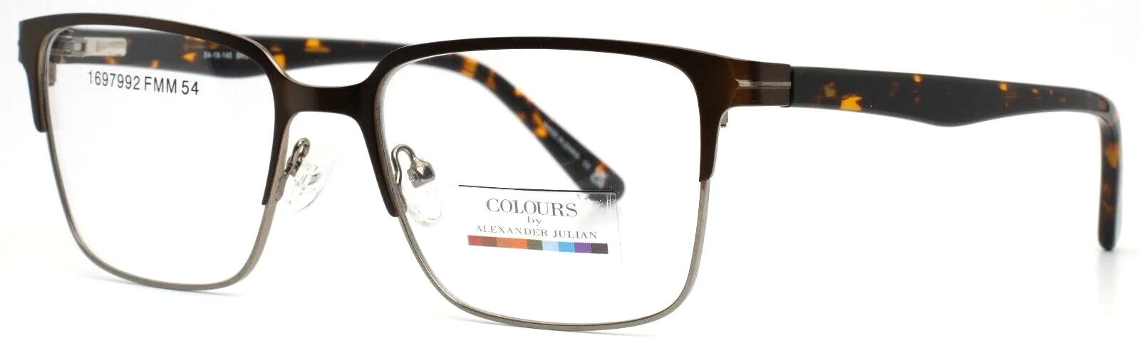 COLOURS by Alexander Julian Newman Brown Womens Rectangle Eyeglasses 54-18-145