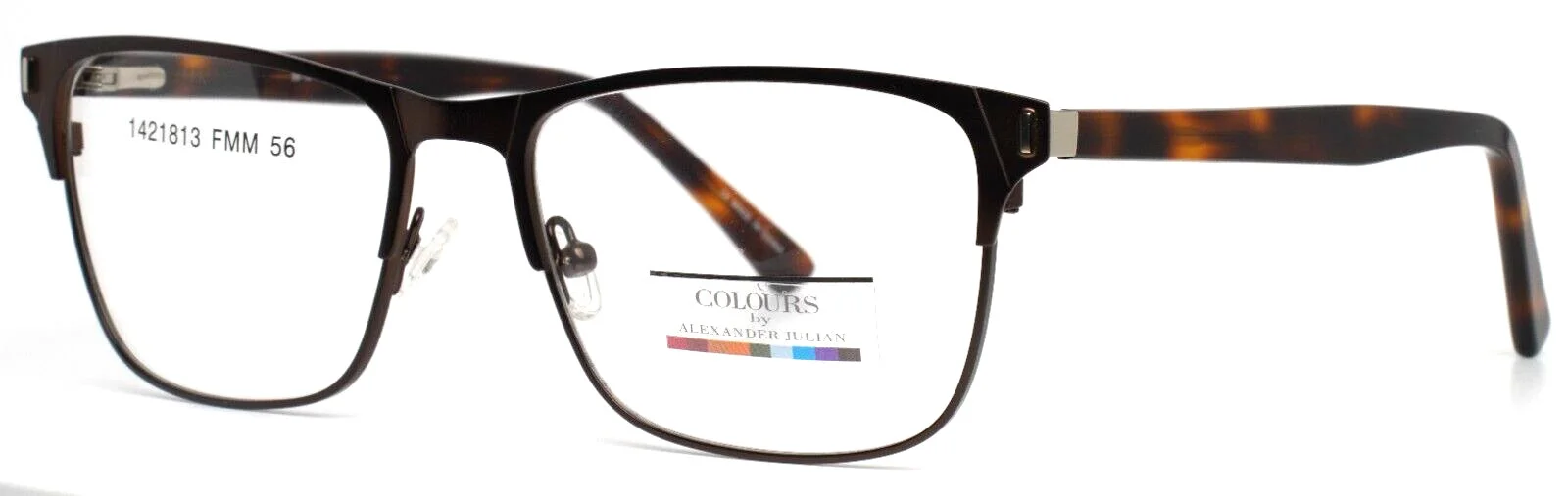 COLOURS by Alexander Julian Noonan Brown Mens Rectangle Eyeglasses 56-18-145