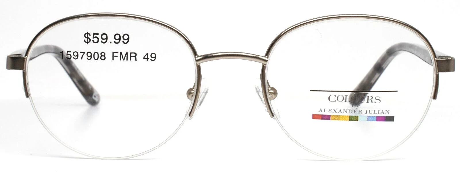 COLOURS by Alexander Julian Price Silver Mens Round Eyeglasses 49-19-140 B:41 3