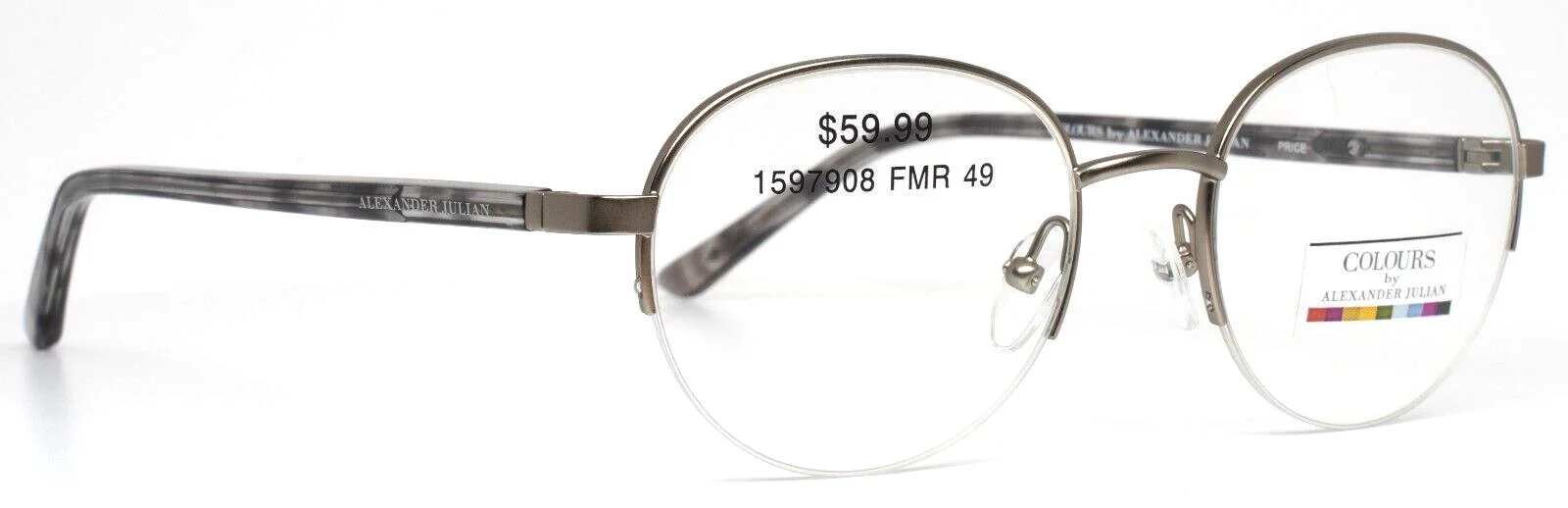 COLOURS by Alexander Julian Price Silver Mens Round Eyeglasses 49-19-140 B:41 4