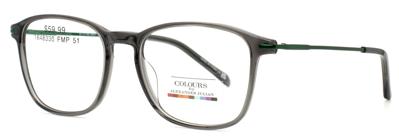 COLOURS by Alexander Julian Rahbee Grey Mens Square Eyeglasses 51-17-140 B:41