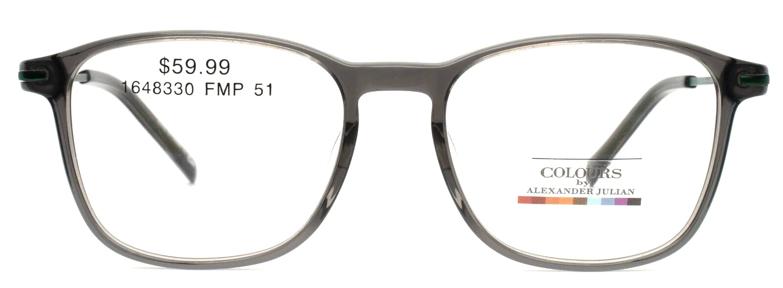 COLOURS by Alexander Julian Rahbee Grey Mens Square Eyeglasses 51-17-140 B:41 2