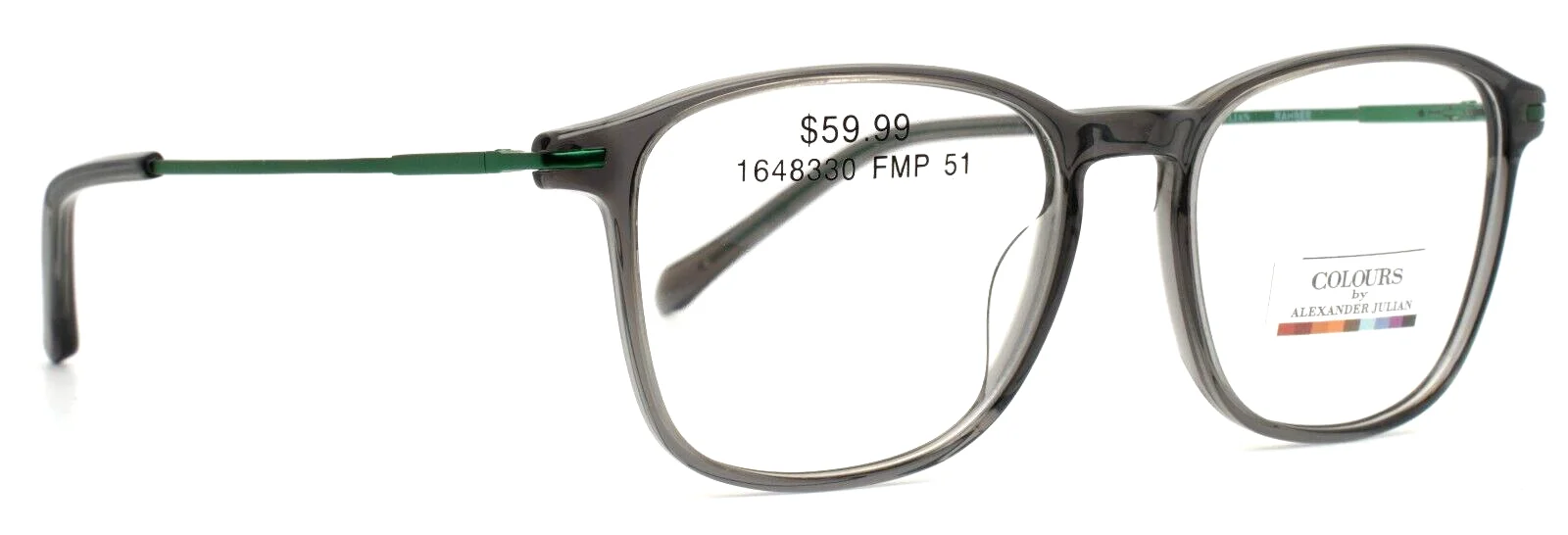 COLOURS by Alexander Julian Rahbee Grey Mens Square Eyeglasses 51-17-140 B:41 3