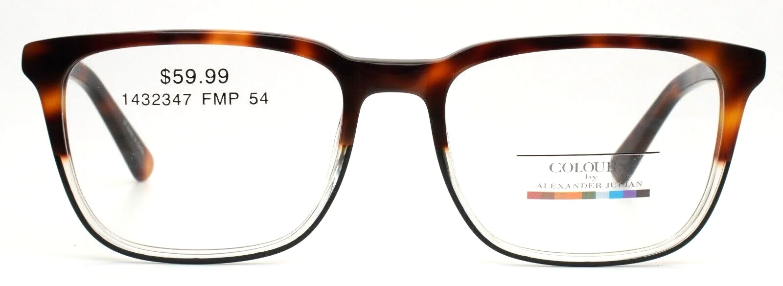 COLOURS by Alexander Julian Regan Tortoise Unisex Rectangle Eyeglasses 54-18-145 2