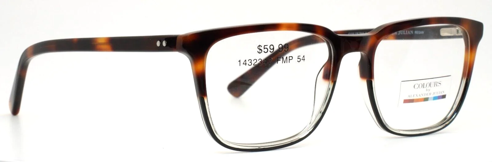 COLOURS by Alexander Julian Regan Tortoise Unisex Rectangle Eyeglasses 54-18-145 3