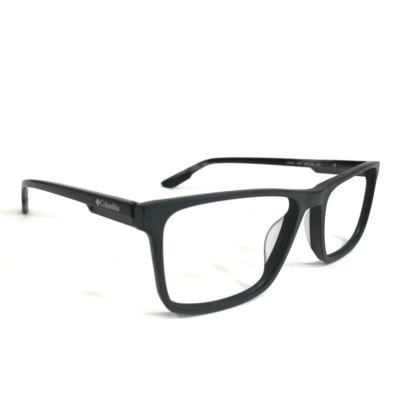 Columbia Eyeglasses Frames C8026 002 Black Rectangular Wood Grain 58-19-150 2