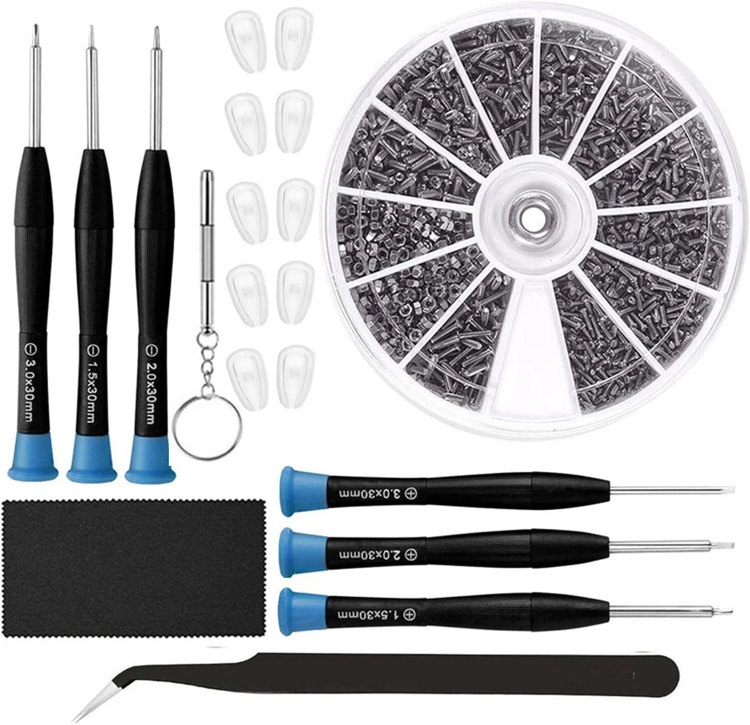 Complete Eyeglasses Repair Kit - Versatile - Nose Pads - Screws - Screwdrivers 3
