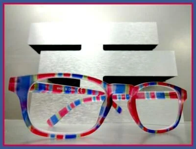 Contemporary Modern READING EYE GLASSES READERS Funky Striped Frosted Frame C1 2