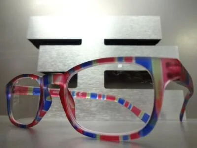 Contemporary Modern READING EYE GLASSES READERS Funky Striped Frosted Frame C1 3